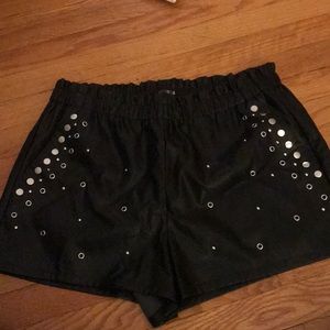 Express beaded leather shorts